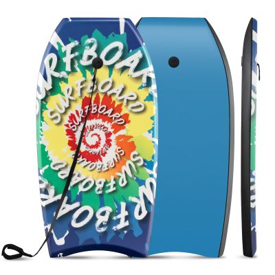 GYMAX Body Boards for Beach, 33"/37"/41" Body Board with EPS Foam Core, Crescent Tail, Dual Channel & Wrist Leash, Lightweight Bodyboard for Kids, Youth, Adults (Whirlpool, 41inch)