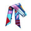 JERLA 100% Mulberry silk Scarf Head Hair Ribbon Handbag Handle wrap Tie Bundle Neckerchief Scarf for women (Coast navy blue) view 2