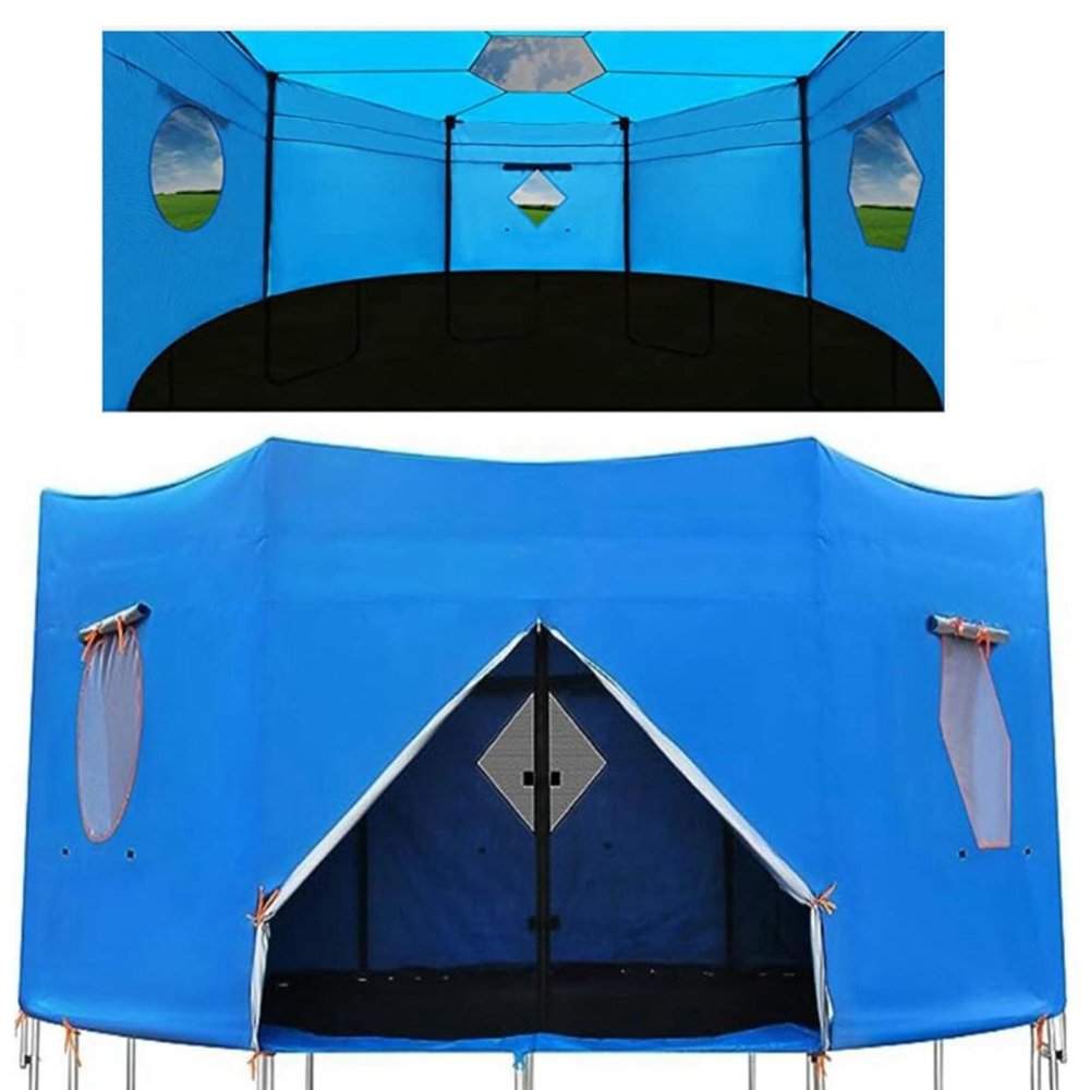 NineFit Basics Trampoline Tent, Trampolino Awning and Trampoline Sunshade Cover 2 in 1, Suitable for 6-Pole Round 6/8/10/12/14FT Trampoline(Size:10ft)
