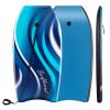 GYMAX Body Boards for Beach, 33"/37"/41" Body Board with EPS Foam Core, Crescent Tail, Dual Channel & Wrist Leash, Lightweight Bodyboard for Kids, Youth, Adults (Blue Wave, 37inch) view 1