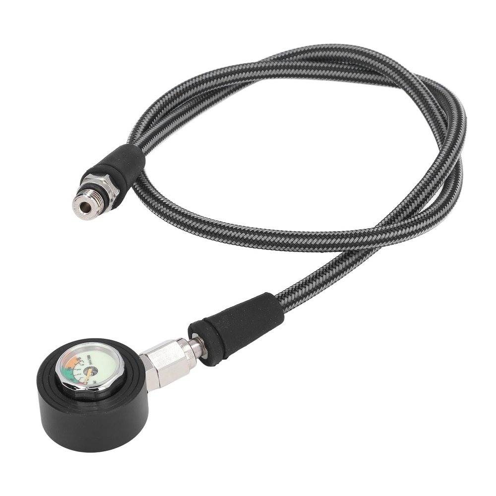 Fabater Diving Pressure Gauge, 360 Rotatable Metal Diving Pressure Gauge, Luminous Submersible Pressure with High Pressure Hose, Underwater Dive Equipment (80cm)