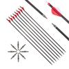 ACCMOS 12pc 31-Inch Spine-350 Arrow Removable Tips Targeting Hunting Arrow Plastic Fletching 2 Inch Vane Carbon Arrows for Compound Bow Recurve Bow Adult Youth Archery Red White view 2