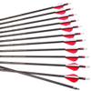 ACCMOS 12pc 29-Inch Spine-400 Arrow Removable Tips Targeting Hunting Arrow Plastic Fletching 2 Inch Vane Carbon Arrows for Compound Bow Recurve Bow Adult Youth Archery Red White view 1
