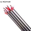 ACCMOS 12pc 29-Inch Spine-400 Arrow Removable Tips Targeting Hunting Arrow Plastic Fletching 2 Inch Vane Carbon Arrows for Compound Bow Recurve Bow Adult Youth Archery Red White view 4