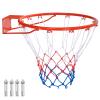 GYMAX Basketball Rim, 15/18 inch Basketball Rim Replacement with All-Weather Net, Basketball Hoop Replacement Rim Outdoor/Indoor for Wall Door Mounted (Orange Red, 18") view 1
