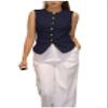 DRAHANCE Womens Waistcoat Button Down Dressy Sleeveless Jacket Office Suit Vests Navy Blue view 1