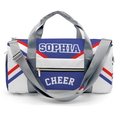 Cheer Blue Red Cheerleader Duffel Bag Travel Bag with Shoes Compartment Gym Yoga Sport Men Women Waterproof with Name