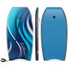 Goplus 41''/37''/33'' Lightweight Body Board for Beach, Surf Board with EPS Core, XPE Deck, HDPE Slick Bottom, Wrist Leash, Bodyboard for Kids Adults Surfing (Blue Wave, 37 Inches) view 1