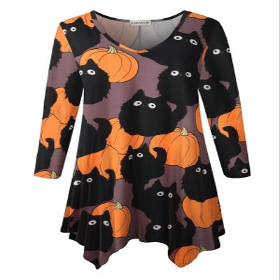 LARACE Plus Size Tops for Women Tunic Asymmetrical Dress Shirts 3/4 Sleeve V Neck Flowy Ladies Clothes for Leggings
