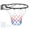 GYMAX Basketball Rim, 15/18 inch Basketball Rim Replacement with All-Weather Net, Basketball Hoop Replacement Rim Outdoor/Indoor for Wall Door Mounted (Black, 15") view 1