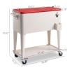 80 Quart Rolling Ice Chest Cooler Cart with Wheels, Portable Patio Backyard Party Bar Drink Stand Up Cooler Trolley with Shelf, Beverage Pool with Bottle Opener for Picnic, BBQ, Camping, Tailgating view 2