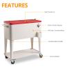 80 Quart Rolling Ice Chest Cooler Cart with Wheels, Portable Patio Backyard Party Bar Drink Stand Up Cooler Trolley with Shelf, Beverage Pool with Bottle Opener for Picnic, BBQ, Camping, Tailgating view 4