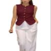 DRAHANCE Womens Waistcoat Button Down Dressy Sleeveless Jacket Office Suit Vests Burgundy view 1