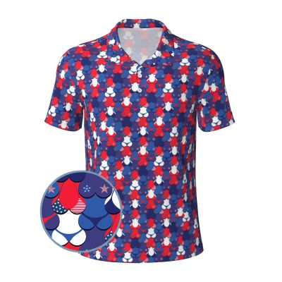 4th of July Flag of America Golf Shirts for Men, Funny Golf Polo Moisture Wicking Dry Fit Short Sleeve