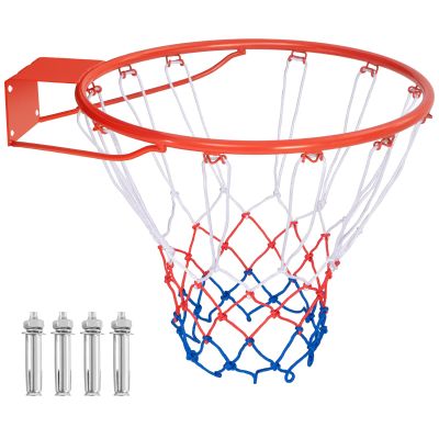 Goplus 18/15 Replacement Basketball Rim, Wall Door Mounted Basketball Hoop with All Weather Net, Indoor Outdoor Hanging Basketball Rim Goal Outside (18 Inches, Orange)