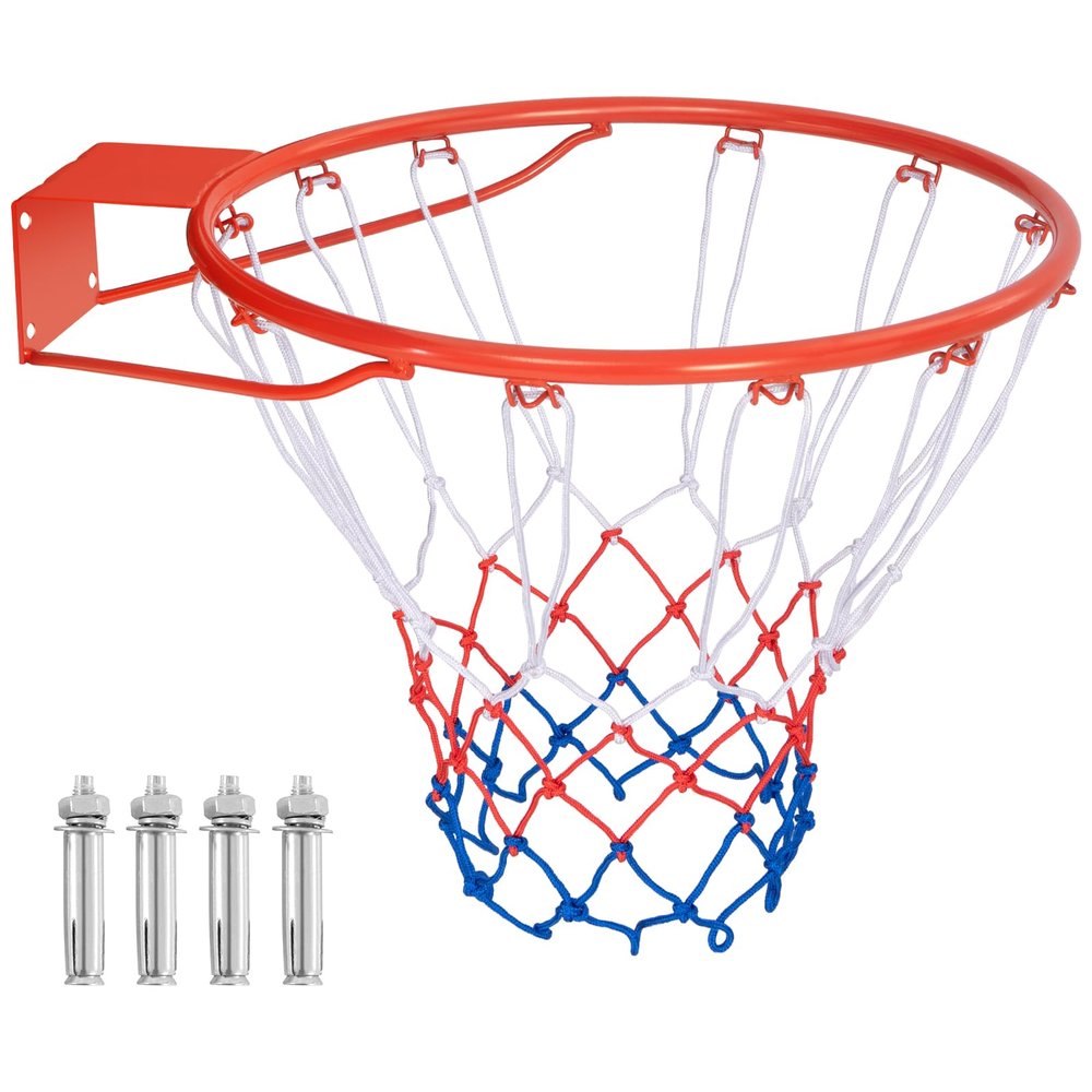 Goplus 18/15 Replacement Basketball Rim, Wall Door Mounted Basketball Hoop with All Weather Net, Indoor Outdoor Hanging Basketball Rim Goal Outside (18 Inches, Orange)