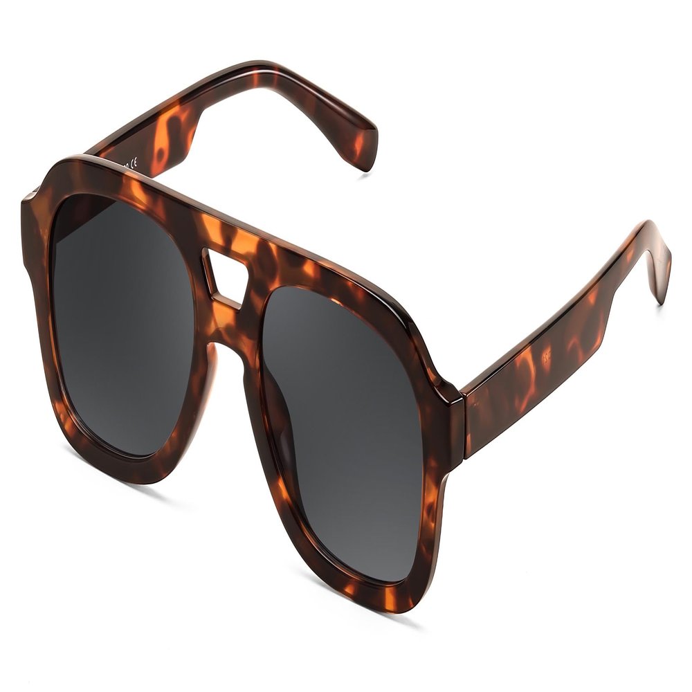 FEISEDY Vintage Aviator Sunglasses Double Bridge Women Men Large Square Thick Frame Trendy Eyewear UV400 B2846