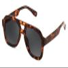 FEISEDY Vintage Aviator Sunglasses Double Bridge Women Men Large Square Thick Frame Trendy Eyewear UV400 B2846 view 1