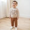 wdehow Infant Toddler Baby Boy 2Pcs Outfits Long Sleeve Letters Print Pullover Tops + Drawstring Pants Set Fall Winter Clothes (A-Apricot, 3-4T) view 2