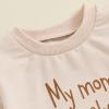 wdehow Infant Toddler Baby Boy 2Pcs Outfits Long Sleeve Letters Print Pullover Tops + Drawstring Pants Set Fall Winter Clothes (A-Apricot, 3-4T) view 4