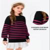 Batermoon Girls Striped Oversized Sweaters Fashion Batwing Sleeve Side Slit Knit Pullover Clothes 5-14 Years view 4