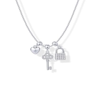 PAVOI Rhodium Plated Cute Cubic Zirconia Pendant Necklaces with Charms Set, Hypoallergenic Adjustable Chain Dainty Gold Charm Necklace for Women, Trendy Flower Butterfly Baguette Pendant Gift