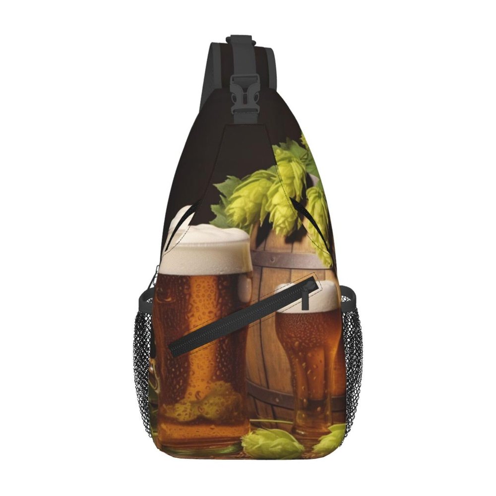 Beer And Hop Cones Sling Bag Backpack For Men Cross Chest Bag Crossbody Shoulder Bag Travel Hiking Daypack
