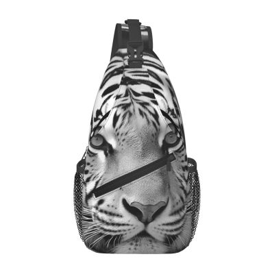 Black White Tiger Sling Bag Backpack For Men Cross Chest Bag Crossbody Shoulder Bag Travel Hiking Daypack