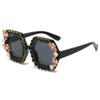 bullabulling Oversized Diamond Sunglasses Women Rhinestone Polygon Sunglasses Vintage Men bling party sunglasses Eyewear (black) view 1