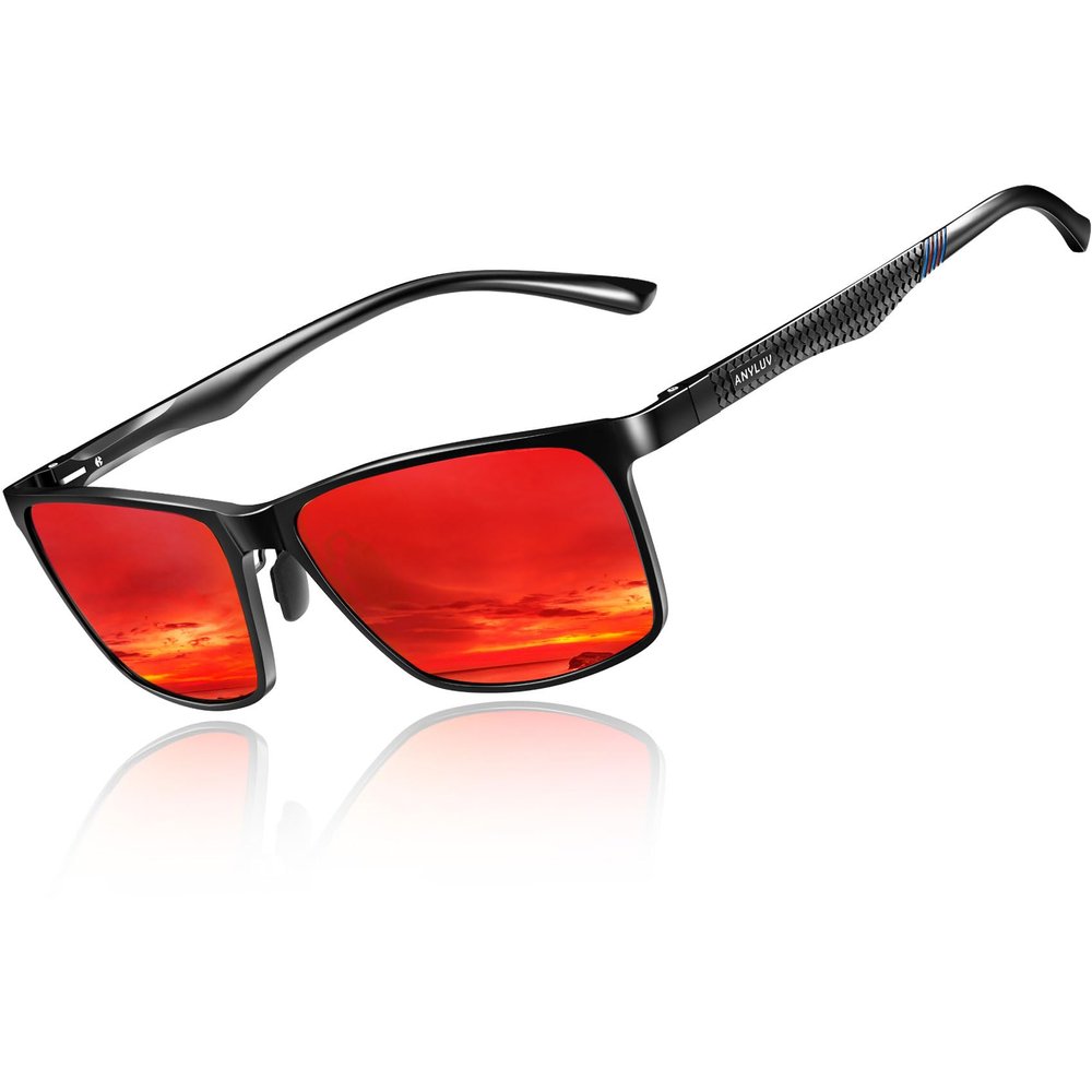 ANYLUV Polarized Sunglasses for Men Rectangular Classic Al-Mg Metal Frame Sun Glasses Mens Sunglasses with UV Protection