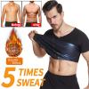 Vuirrm Sauna Vest for Men, Workout Tank Top for Men, Men's Heat Trapping Sweat Compression Vest Short Sleeve Sauna Shirt with Zipper,S/M,Black view 2