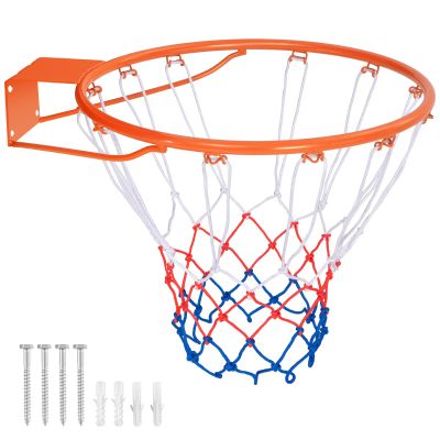 Goplus 18/15 Replacement Basketball Rim, Wall Door Mounted Basketball Hoop with All Weather Net, Indoor Outdoor Hanging Basketball Rim Goal Outside (15 Inches, Orange)