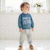 wdehow Infant Toddler Baby Boy 2Pcs Outfits Long Sleeve Letters Print Pullover Tops + Drawstring Pants Set Fall Winter Clothes (A-Blue, 12-18 Months) view 2