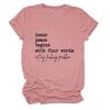 Inner Peace Begins with Four Words T-Shirt for Women Casual Crewneck Funny Printed Tee Tops Sarcastic Graphic Tops view 1