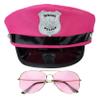 Lorilida Adults Police Hat Captain Hat Glasses Policeman Badge Police Officer Costume for Birthday Party Pink One Size view 1