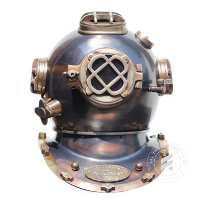TAL The Antique's Lab 18" Antique Scutter Brown Scuba Diving Nautical Helmet - Maritime Ship's Decorative Helmet Collectible Replica decor gift Item