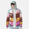 HJBNW Cute Colorful Donuts Sun Protection Hoodie Jacket Full Zip UPF 50+ Long Sleeve Sun Shirt with Pocket Outdoor, Large, Black view 2