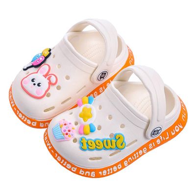 JUXI Toddler Clogs Girls Boys Clogs Garden Shoes Cartoon Slides Toddler Sandals Beach Kids Slippers (White,10)