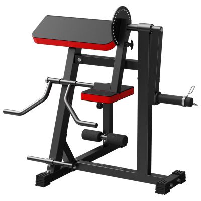 2-in-1 Upgrade Bicep Tricep Curl Machine with Foot Pedal and Adjustable Seat, Plate Loaded Preacher Curl Bench Seated Arm Isolated, Bicep Curl and Triceps Extension Machine for Home Gym Workout