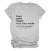 Inner Peace Begins with Four Words T-Shirt for Women Casual Crewneck Funny Printed Tee Tops Sarcastic Graphic Tops view 1
