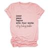 Inner Peace Begins with Four Words T-Shirt for Women Casual Crewneck Funny Printed Tee Tops Sarcastic Graphic Tops view 1