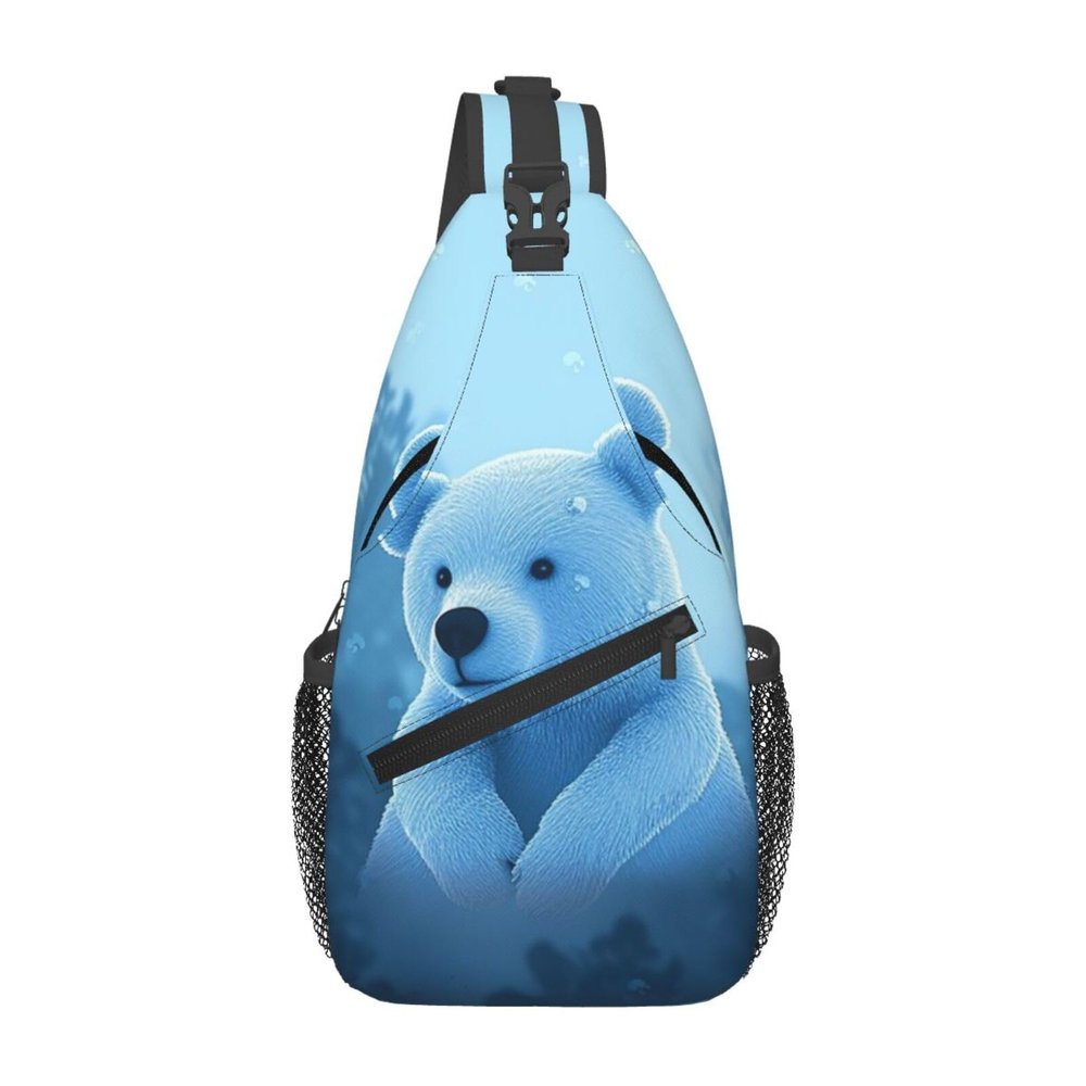 HJTRW Blue Bear Sling Bag Backpack For Men Cross Chest Bag Crossbody Shoulder Bag Travel Hiking Daypack