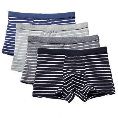 ALEPXS Safety Certification Men's Cotton Boxer Briefs-Multiple Colors Stripe Underwear for Daily Wear 4 Pack(Color:Combination,Size:L/Large)