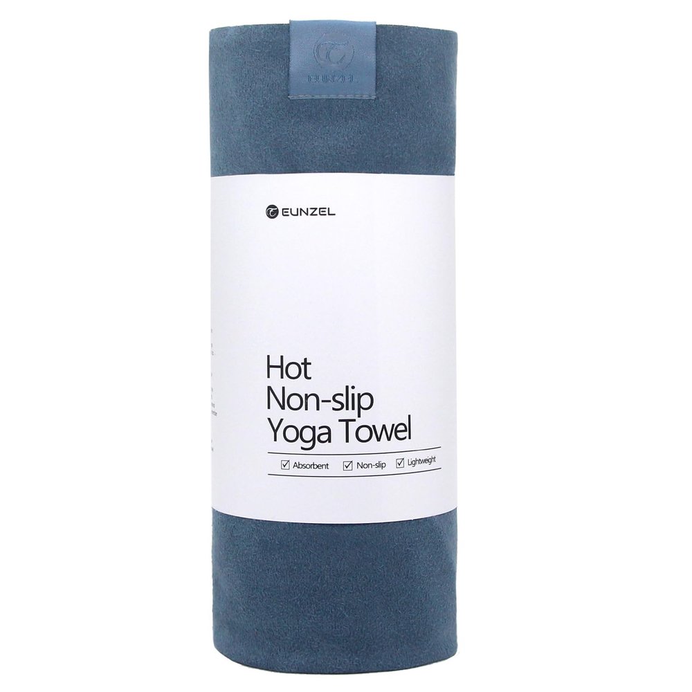 Eunzel Hot Yoga Towel, Super Absorbent Yoga Mat Towel Soft Suede Microfiber Non-Slip Towel for Bikram Pilates and Yoga Mats 72" x 26.5", Navy
