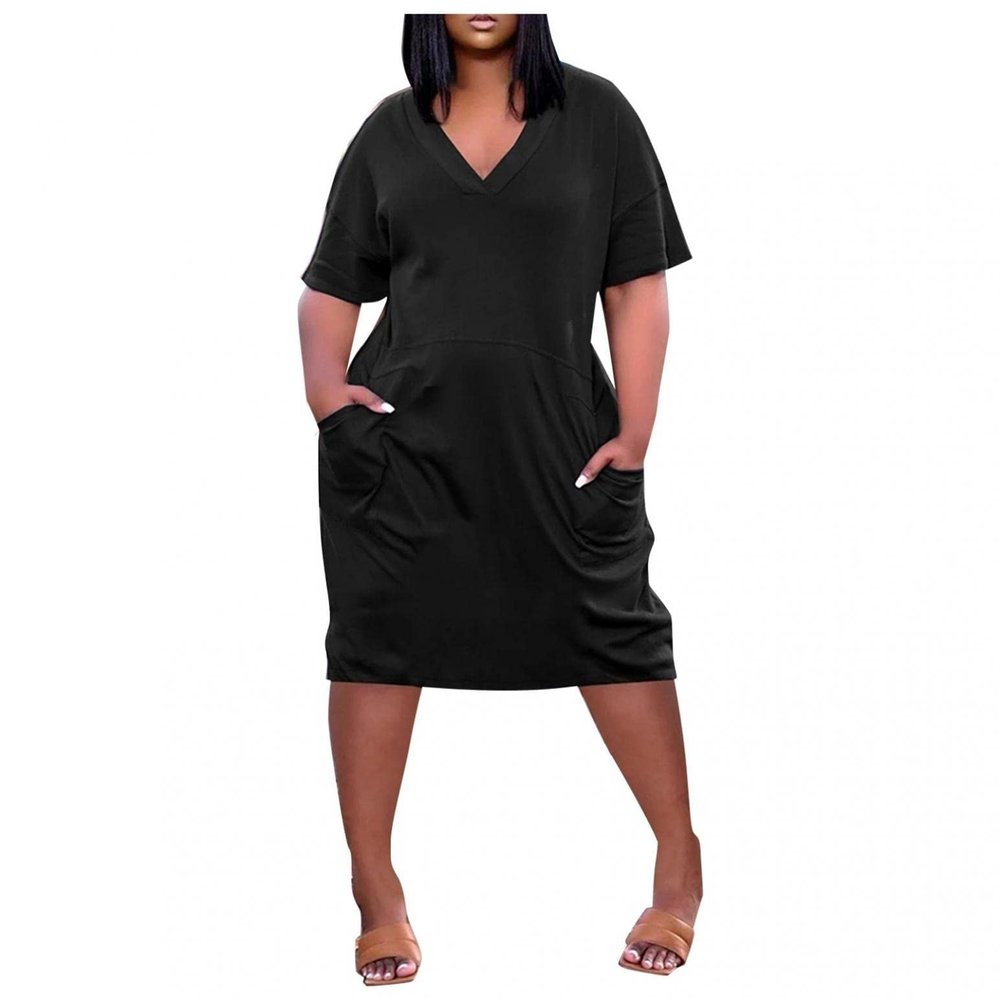 Plus Size Dresses for Curvy Women Oversize T Shirt Midi Dress Loose Short Sleeve V Neck Beach Dress Casual Tshirt Dress Elegant Trendy Lounge Tshirt Dresses Comfy Music Festival Dress Athletic Dress