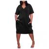 Plus Size Dresses for Curvy Women Oversize T Shirt Midi Dress Loose Short Sleeve V Neck Beach Dress Casual Tshirt Dress Elegant Trendy Lounge Tshirt Dresses Comfy Music Festival Dress Athletic Dress view 1