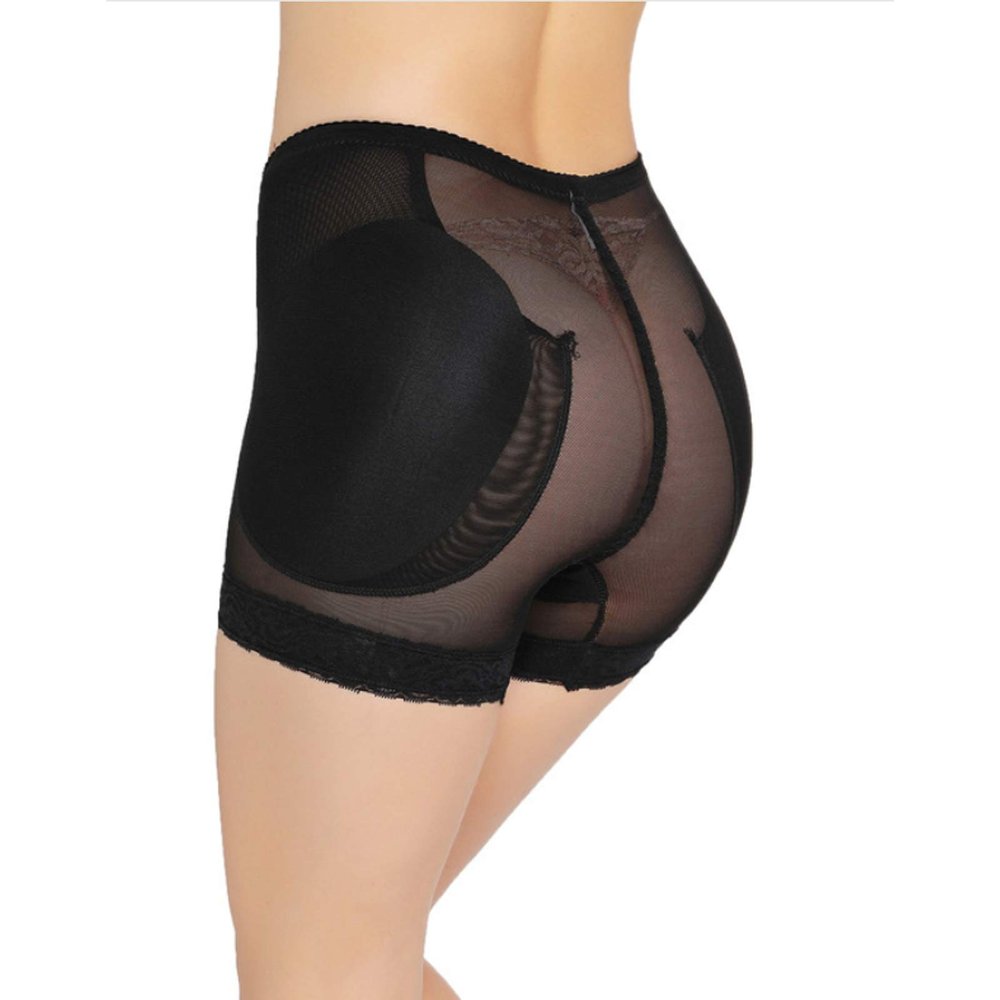 ALEPXS Safety Certification Women Fake Buttock Panties, Net Yarn Hip Enhancer Underwear, with Adjustable Butt Pad(Color:Black,Size:Medium)
