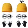 ZKRYHB 6PCS Costume Accessories Set Yellow Beanie Knit Hat Vintage Goggles Glasses Black Gloves for Halloween Cosplay view 1