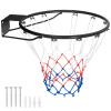 Goplus 18/15 Replacement Basketball Rim, Wall Door Mounted Basketball Hoop with All Weather Net, Indoor Outdoor Hanging Basketball Rim Goal Outside (15 Inches, Black) view 1