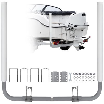 CHEINAUTO 2PCS Boat Trailer Guide, 40" Adjustable Design Trailer Guide Poles, Rustproof Galvanized Steel Trailer Guide, Trailer Guides with Black/White PVC Pipes, 2024 Version Without Light